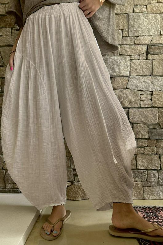 Tasha Cushion Cotton Sia Barrel Pant Stone